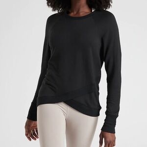 Athleta black long sleeve cross bottom athletic top